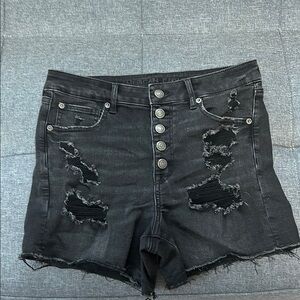 American Eagle Outfitters Black Distressed Jean Shorts